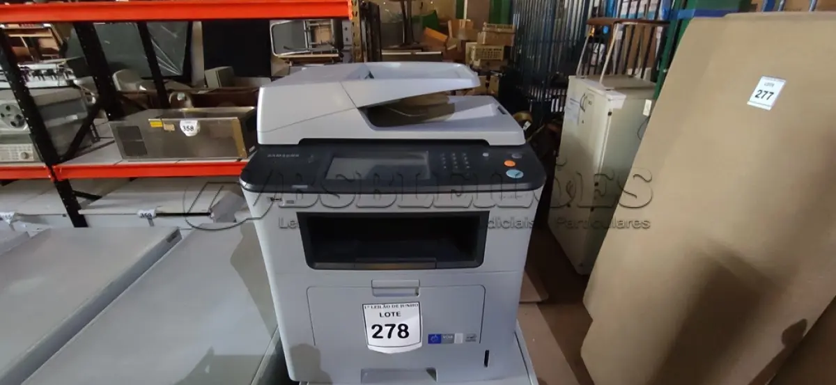 LOTE 278 - 01 IMPRESSORA MULTIFUNCIONAL COM TONNER SCX-5835NX MARCA SAMSUNG. (NO ESTADO) ATENÇÃO! FAZER A VISITAÇÃO ANTES DE ARREMATAR, NÃO SABEMOS SE FUNCIONA, LEILÃO NÃO TEM GARANTIA E NEM DEVOLUÇÃO, SUJEITO A POSSÍVEIS AVARIAS VISÍVEIS/OCULTAS E/OU AUSÊNCIA DE COMPONENTES.