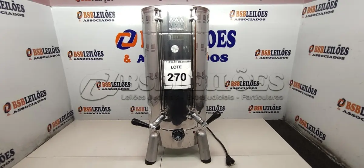 LOTE 270 - 01 CAFETEIRA ELÉTRICA INOX. (NO ESTADO) ATENÇÃO! FAZER A VISITAÇÃO ANTES DE ARREMATAR, NÃO SABEMOS SE FUNCIONA, LEILÃO NÃO TEM GARANTIA E NEM DEVOLUÇÃO, SUJEITO A POSSÍVEIS AVARIAS VISÍVEIS/OCULTAS E/OU AUSÊNCIA DE COMPONENTES.