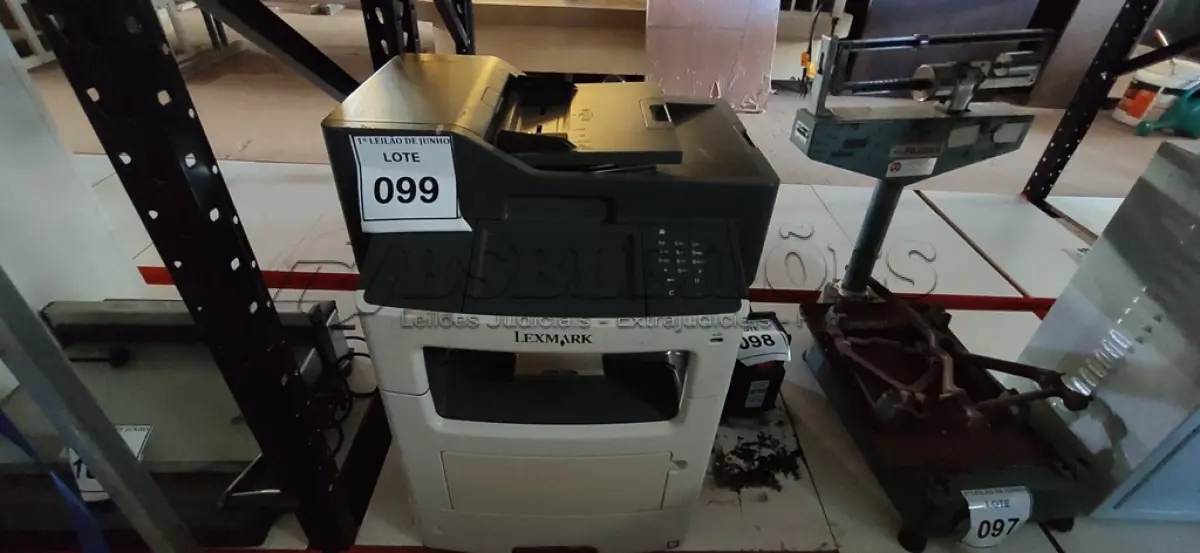 LOTE 099 - 01 IMPRESSORA NX611DE MARCA LEXMARK. (NO ESTADO) ATENÇÃO! FAZER A VISITAÇÃO ANTES DE ARREMATAR, NÃO SABEMOS SE FUNCIONA, LEILÃO NÃO TEM GARANTIA E NEM DEVOLUÇÃO, SUJEITO A POSSÍVEIS AVARIAS VISÍVEIS/OCULTAS E/OU AUSÊNCIA DE COMPONENTES.