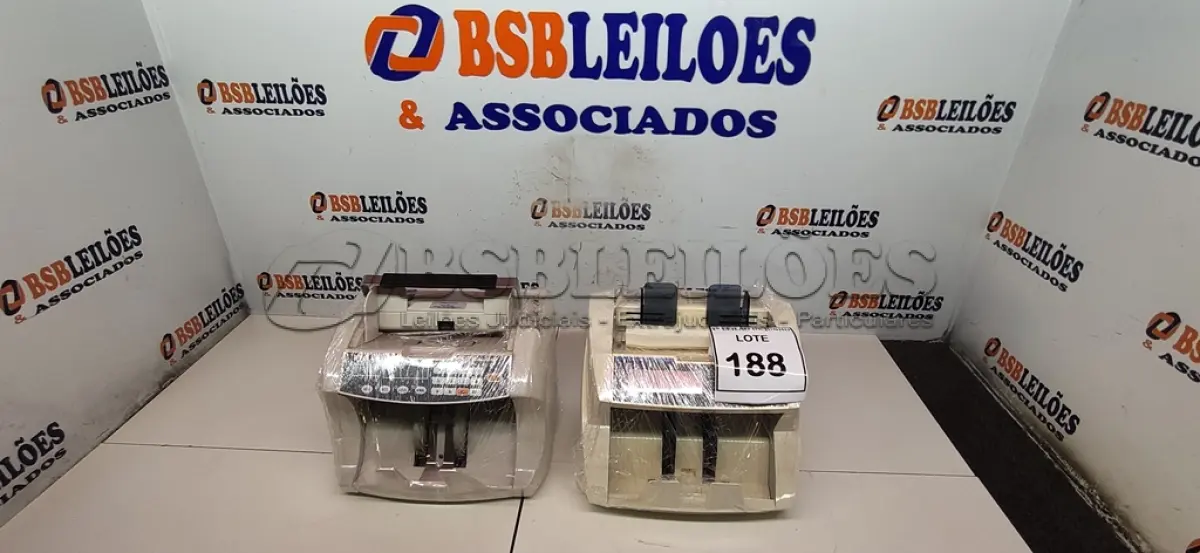 LOTE 188 - 02 CONTADORES DE CÉDULAS. (NO ESTADO) ATENÇÃO! FAZER A VISITAÇÃO ANTES DE ARREMATAR, NÃO SABEMOS SE FUNCIONA, LEILÃO NÃO TEM GARANTIA E NEM DEVOLUÇÃO, SUJEITO A POSSÍVEIS AVARIAS VISÍVEIS/OCULTAS E/OU AUSÊNCIA DE COMPONENTES.