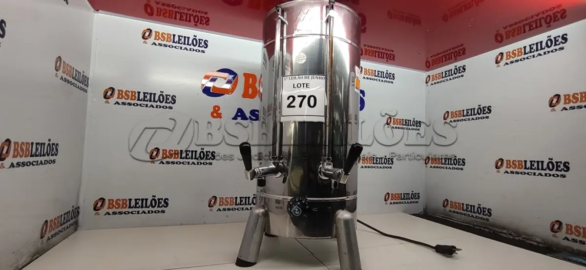 LOTE 270 - 01 CAFETEIRA ELÉTRICA INOX. (NO ESTADO) ATENÇÃO! FAZER A VISITAÇÃO ANTES DE ARREMATAR, NÃO SABEMOS SE FUNCIONA, LEILÃO NÃO TEM GARANTIA E NEM DEVOLUÇÃO, SUJEITO A POSSÍVEIS AVARIAS VISÍVEIS/OCULTAS E/OU AUSÊNCIA DE COMPONENTES.