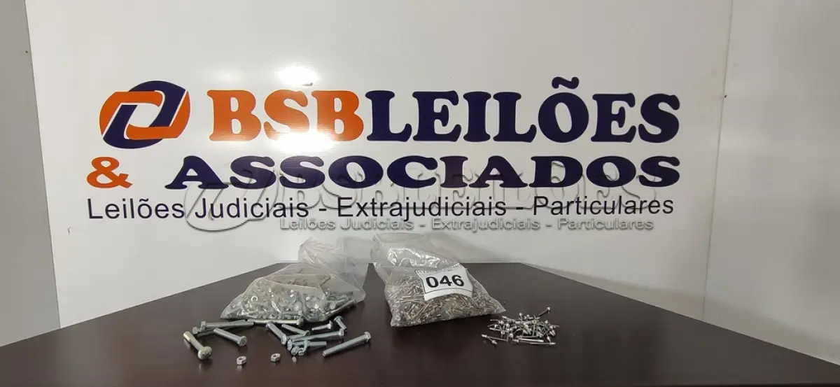 LOTE 046 - 01 LOTE COM GRANDE QUANTIDADE DE REBITES E PARAFUSOS. (NO ESTADO) ATENÇÃO! FAZER A VISITAÇÃO ANTES DE ARREMATAR, NÃO SABEMOS SE FUNCIONA, LEILÃO NÃO TEM GARANTIA E NEM DEVOLUÇÃO, SUJEITO A POSSÍVEIS AVARIAS VISÍVEIS/OCULTAS E/OU AUSÊNCIA DE COMPONENTES.