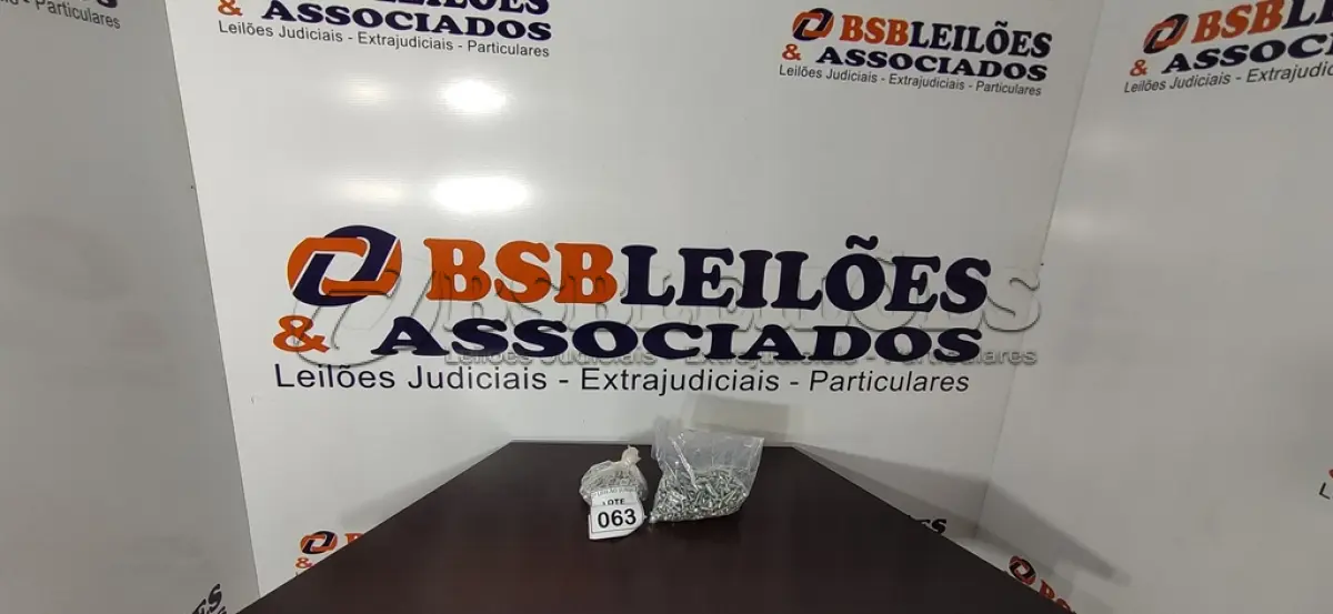 LOTE 063 - 01 LOTE COM GRANDE QUANTIDADE DE PARAFUSOS E PORCAS. (NO ESTADO) ATENÇÃO! FAZER A VISITAÇÃO ANTES DE ARREMATAR, NÃO SABEMOS SE FUNCIONA, LEILÃO NÃO TEM GARANTIA E NEM DEVOLUÇÃO, SUJEITO A POSSÍVEIS AVARIAS VISÍVEIS/OCULTAS E/OU AUSÊNCIA DE COMPONENTES.