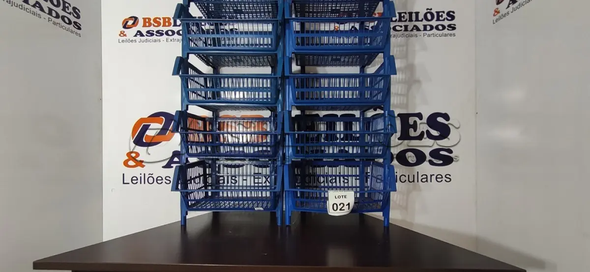 LOTE 021 - 10 CESTAS ORGANIZADORAS NA COR AZUL. (NO ESTADO) ATENÇÃO! FAZER A VISITAÇÃO ANTES DE ARREMATAR, NÃO SABEMOS SE FUNCIONA, LEILÃO NÃO TEM GARANTIA E NEM DEVOLUÇÃO, SUJEITO A POSSÍVEIS AVARIAS VISÍVEIS/OCULTAS E/OU AUSÊNCIA DE COMPONENTES.