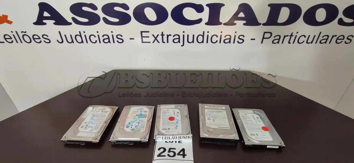 LOTE 254 - 05 HDS DE 500GB PARA PC. (NO ESTADO) ATENÇÃO! FAZER A VISITAÇÃO ANTES DE ARREMATAR, NÃO SABEMOS SE FUNCIONA, LEILÃO NÃO TEM GARANTIA E NEM DEVOLUÇÃO, SUJEITO A POSSÍVEIS AVARIAS VISÍVEIS/OCULTAS E/OU AUSÊNCIA DE COMPONENTES.