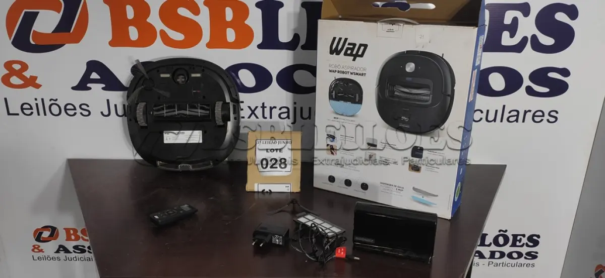 LOTE 028 - 01 ROBÔ ASPIRADOR MARCA WAP. (NO ESTADO) ATENÇÃO! FAZER A VISITAÇÃO ANTES DE ARREMATAR, NÃO SABEMOS SE FUNCIONA, LEILÃO NÃO TEM GARANTIA E NEM DEVOLUÇÃO, SUJEITO A POSSÍVEIS AVARIAS VISÍVEIS/OCULTAS E/OU AUSÊNCIA DE COMPONENTES.