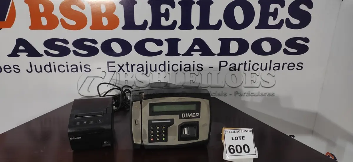 LOTE 600 - 01 IMPRESSORA DE CUPOM COM FONTE MARCA SWEDA E 01 RELÓGIO DE PONTO COM FONTE MARCA DIMEP.  (NO ESTADO) ATENÇÃO! FAZER A VISITAÇÃO ANTES DE ARREMATAR, NÃO SABEMOS SE FUNCIONA, LEILÃO NÃO TEM GARANTIA E NEM DEVOLUÇÃO, SUJEITO A POSSÍVEIS AVARIAS VISÍVEIS/OCULTAS E/OU AUSÊNCIA DE COMPONENTES.