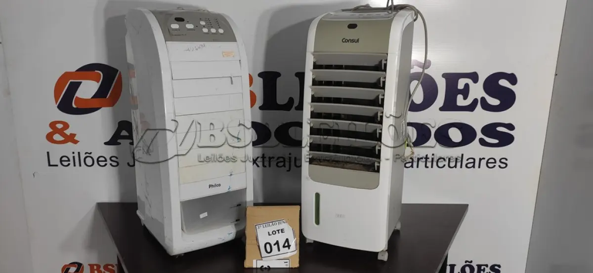 LOTE 014 - 02 UMIDIFICADORES SENDO 01 MARCA CONSUL E 01 MARCA PHILCO. (NO ESTADO) ATENÇÃO! FAZER A VISITAÇÃO ANTES DE ARREMATAR, NÃO SABEMOS SE FUNCIONA, LEILÃO NÃO TEM GARANTIA E NEM DEVOLUÇÃO, SUJEITO A POSSÍVEIS AVARIAS VISÍVEIS/OCULTAS E/OU AUSÊNCIA DE COMPONENTES.