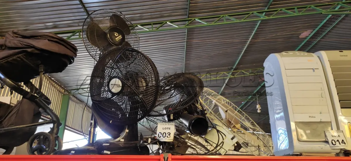 LOTE 003 - 05 VENTILADORES MARCAS E MODELOS DIVERSOS. (NO ESTADO) ATENÇÃO! FAZER A VISITAÇÃO ANTES DE ARREMATAR, NÃO SABEMOS SE FUNCIONA, LEILÃO NÃO TEM GARANTIA E NEM DEVOLUÇÃO, SUJEITO A POSSÍVEIS AVARIAS VISÍVEIS/OCULTAS E/OU AUSÊNCIA DE COMPONENTES.