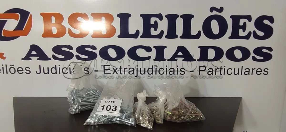 LOTE 103 - 01 LOTE COM GRANDE QUANTIDADE DE PARAFUSOS E CONECTORES DE METAL. (NO ESTADO) ATENÇÃO! FAZER A VISITAÇÃO ANTES DE ARREMATAR, NÃO SABEMOS SE FUNCIONA, LEILÃO NÃO TEM GARANTIA E NEM DEVOLUÇÃO, SUJEITO A POSSÍVEIS AVARIAS VISÍVEIS/OCULTAS E/OU AUSÊNCIA DE COMPONENTES.