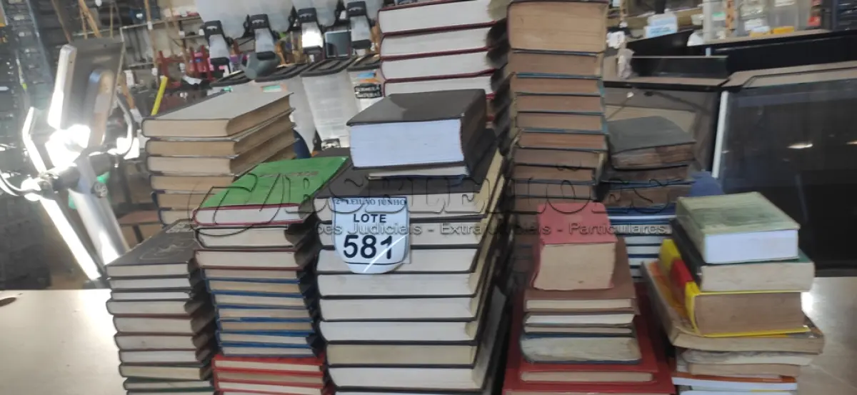 LOTE 581 - 01 LOTE COM GRANDE QUANTIDADE DE ENCICLOPÉDIAS, DICIONÁRIO E LIVROS DIDÁTICOS.  (NO ESTADO) ATENÇÃO! FAZER A VISITAÇÃO ANTES DE ARREMATAR, NÃO SABEMOS SE FUNCIONA, LEILÃO NÃO TEM GARANTIA E NEM DEVOLUÇÃO, SUJEITO A POSSÍVEIS AVARIAS VISÍVEIS/OCULTAS E/OU AUSÊNCIA DE COMPONENTES.