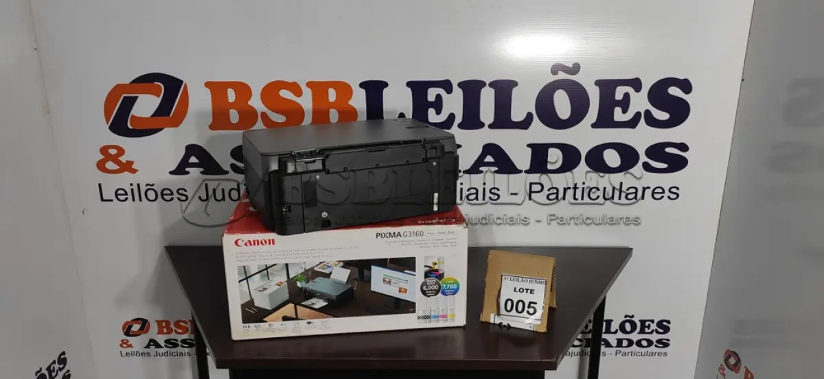 LOTE 005 - 01 IMPRESSORA MULTIFUNCIONAL PIXMA 63160 MARCA CANON. (NO ESTADO) ATENÇÃO! FAZER A VISITAÇÃO ANTES DE ARREMATAR, NÃO SABEMOS SE FUNCIONA, LEILÃO NÃO TEM GARANTIA E NEM DEVOLUÇÃO, SUJEITO A POSSÍVEIS AVARIAS VISÍVEIS/OCULTAS E/OU AUSÊNCIA DE COMPONENTES.