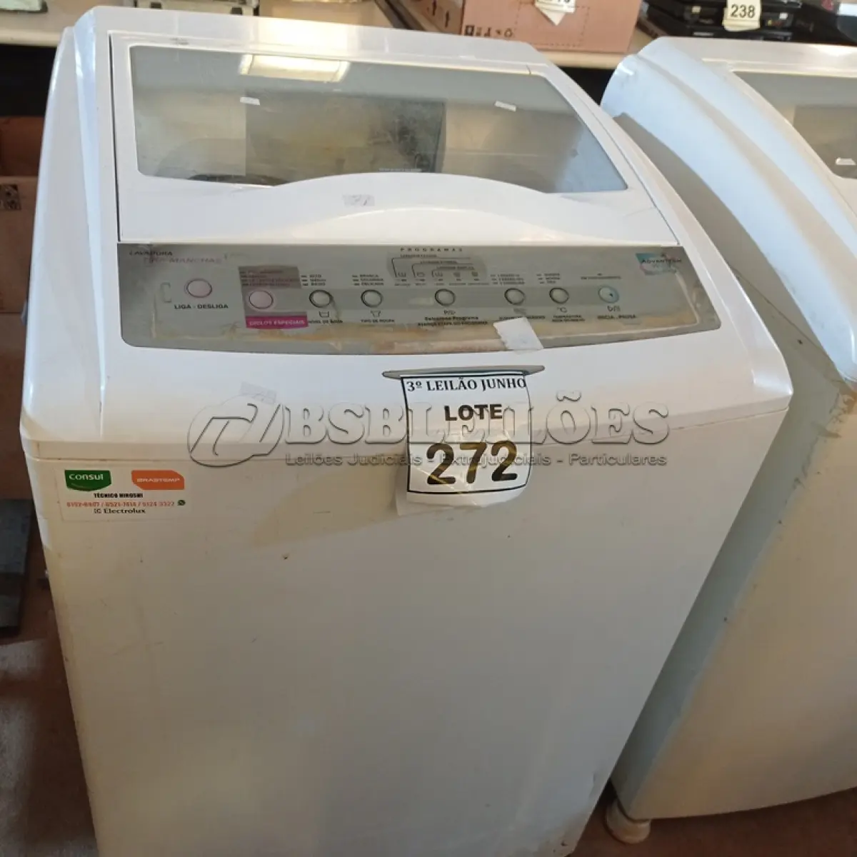 LOTE 343 - 01 MÁQUINA DE LAVAR ROUPAS BRASTEMP 8KG 220V. (NO ESTADO) ATENÇÃO! FAZER A VISITAÇÃO ANTES DE ARREMATAR, NÃO SABEMOS SE FUNCIONA. LEILÃO NÃO TEM GARANTIA E NEM DEVOLUÇÃO, SUJEITO A POSSÍVEIS AVARIAS VISÍVEIS/OCULTAS E/OU AUSÊNCIA DE COMPONENTES.