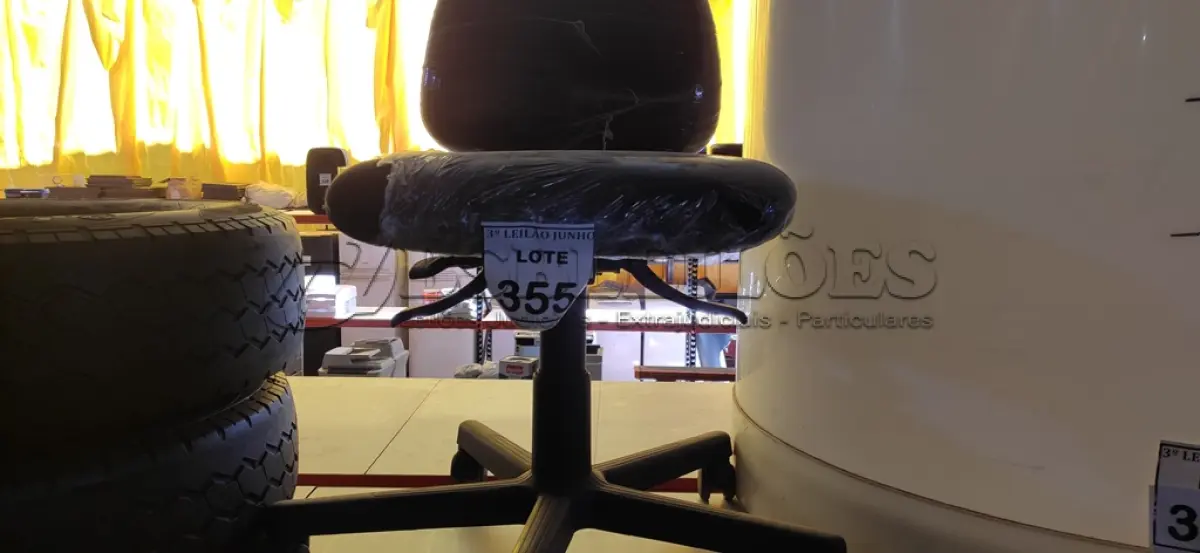 LOTE 355 - 01 CADEIRA PARA ESCRITÓRIO. (NO ESTADO) ATENÇÃO! FAZER A VISITAÇÃO ANTES DE ARREMATAR, NÃO SABEMOS SE FUNCIONA, LEILÃO NÃO TEM GARANTIA E NEM DEVOLUÇÃO, SUJEITO A POSSÍVEIS AVARIAS VISÍVEIS/OCULTAS E/OU AUSÊNCIA DE COMPONENTES.