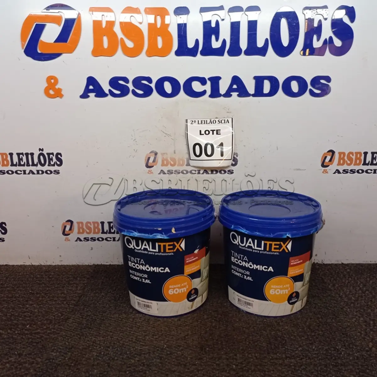 LOTE 001 - 02 TINTAS PARA INTERIORES COM 3,6L CADA NA COR AMARELO SOL MACA QUALITEX.  (NO ESTADO) ATENÇÃO! FAZER A VISITAÇÃO ANTES DE ARREMATAR, NÃO SABEMOS SE FUNCIONA. LEILÃO NÃO TEM GARANTIA E NEM DEVOLUÇÃO, SUJEITO A POSSÍVEIS AVARIAS VISÍVEIS/OCULTAS E/OU AUSÊNCIA DE COMPONENTES.