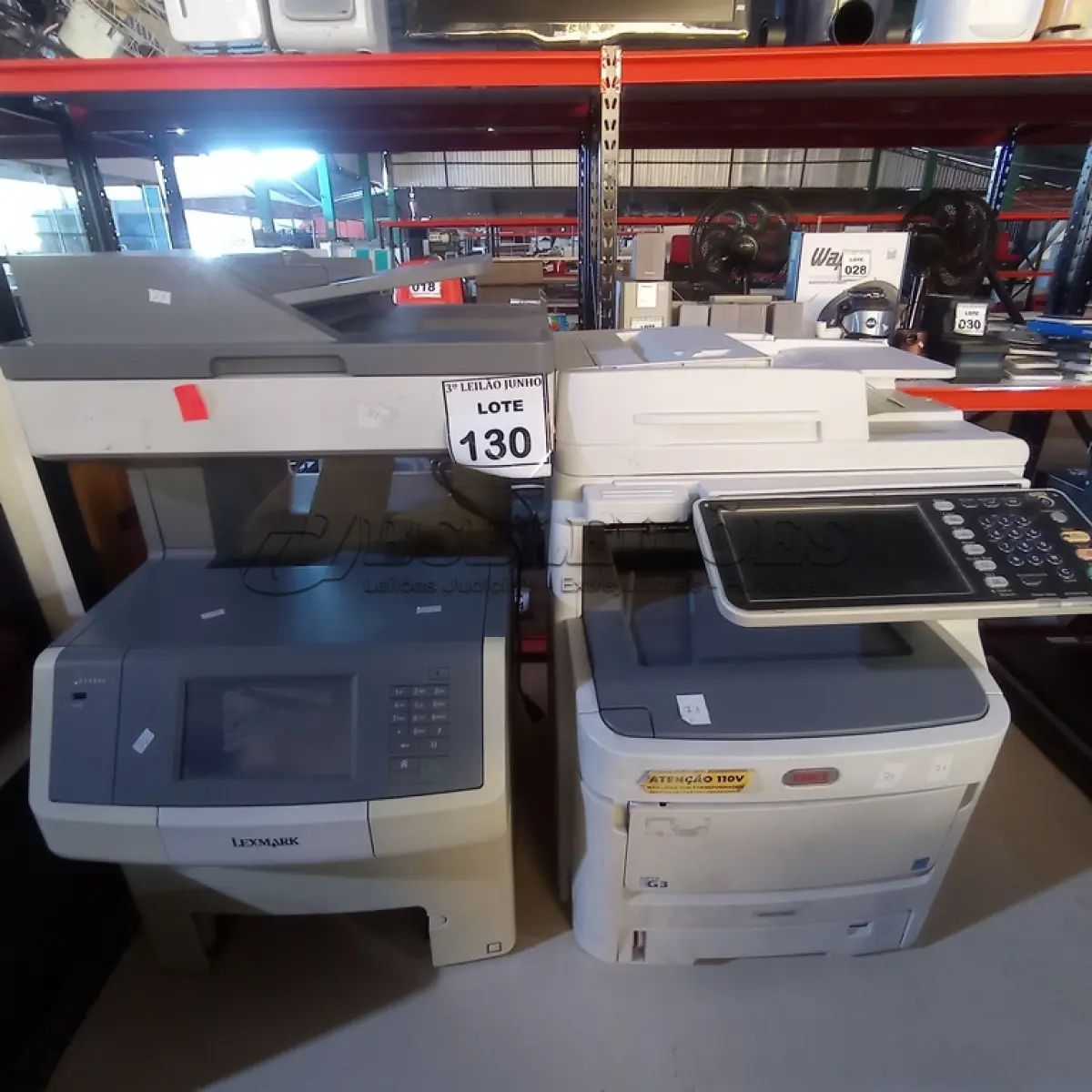 LOTE 130 - 01 IMPRESSORA MULTIFUNCIONAL MODELO X748TL MARCA LEXMARK E 01 IMPRESSORA MULTIFUNCIONAL MARCA OKI. (NO ESTADO) ATENÇÃO! FAZER A VISITAÇÃO ANTES DE ARREMATAR, NÃO SABEMOS SE FUNCIONA. LEILÃO NÃO TEM GARANTIA E NEM DEVOLUÇÃO, SUJEITO A POSSÍVEIS AVARIAS VISÍVEIS/OCULTAS E/OU AUSÊNCIA DE COMPONENTES.