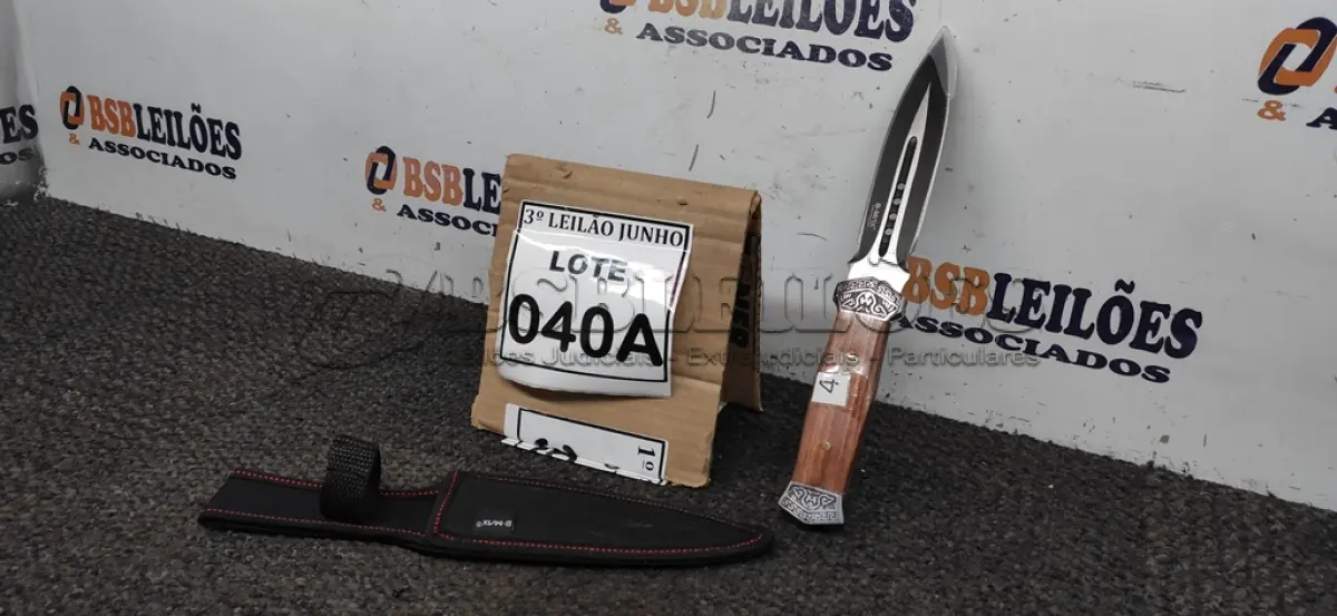 LOTE 040 - PUNHAL IMPORTADA AÇO INOXIDÁVEL CABO EM MADEIRA   FULL TANG BAINHA DE NYLON TAMANHO TOTAL 28CM PESO 288G . (NO ESTADO) ATENÇÃO! FAZER A VISITAÇÃO ANTES DE ARREMATAR, NÃO SABEMOS SE FUNCIONA, LEILÃO NÃO TEM GARANTIA E NEM DEVOLUÇÃO, SUJEITO A POSSÍVEIS AVARIAS VISÍVEIS/OCULTAS E/OU AUSÊNCIA DE COMPONENTES.