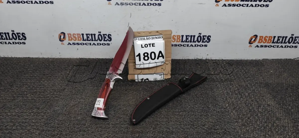 LOTE 180 - FACA IMPORTADA AÇO INOXIDÁVEL CABO EM MADEIRA FULL TANG BAINHA DE NYLON TAMANHO TOTAL 30CM PESO 462G JÁ AFIADA. (NO ESTADO) ATENÇÃO! FAZER A VISITAÇÃO ANTES DE ARREMATAR, NÃO SABEMOS SE FUNCIONA, LEILÃO NÃO TEM GARANTIA E NEM DEVOLUÇÃO, SUJEITO A POSSÍVEIS AVARIAS VISÍVEIS/OCULTAS E/OU AUSÊNCIA DE COMPONENTES.