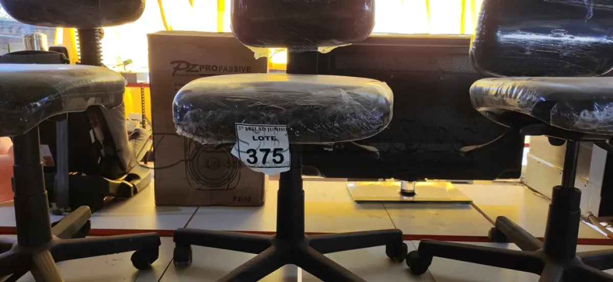 LOTE 375 - 01 CADEIRA PARA ESCRITÓRIO. (NO ESTADO) ATENÇÃO! FAZER A VISITAÇÃO ANTES DE ARREMATAR, NÃO SABEMOS SE FUNCIONA, LEILÃO NÃO TEM GARANTIA E NEM DEVOLUÇÃO, SUJEITO A POSSÍVEIS AVARIAS VISÍVEIS/OCULTAS E/OU AUSÊNCIA DE COMPONENTES.