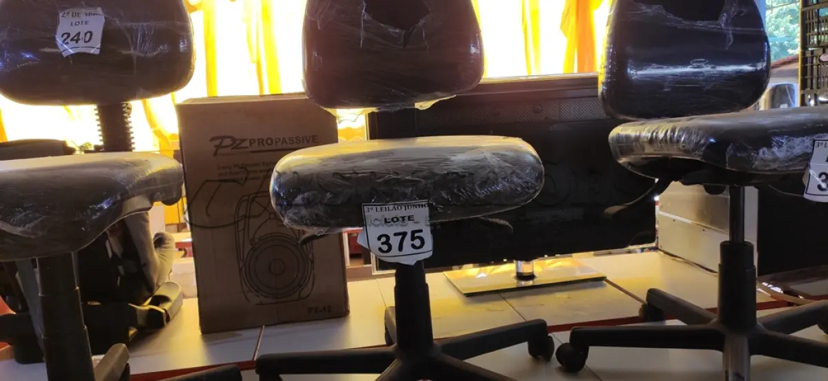 LOTE 375 - 01 CADEIRA PARA ESCRITÓRIO. (NO ESTADO) ATENÇÃO! FAZER A VISITAÇÃO ANTES DE ARREMATAR, NÃO SABEMOS SE FUNCIONA, LEILÃO NÃO TEM GARANTIA E NEM DEVOLUÇÃO, SUJEITO A POSSÍVEIS AVARIAS VISÍVEIS/OCULTAS E/OU AUSÊNCIA DE COMPONENTES.