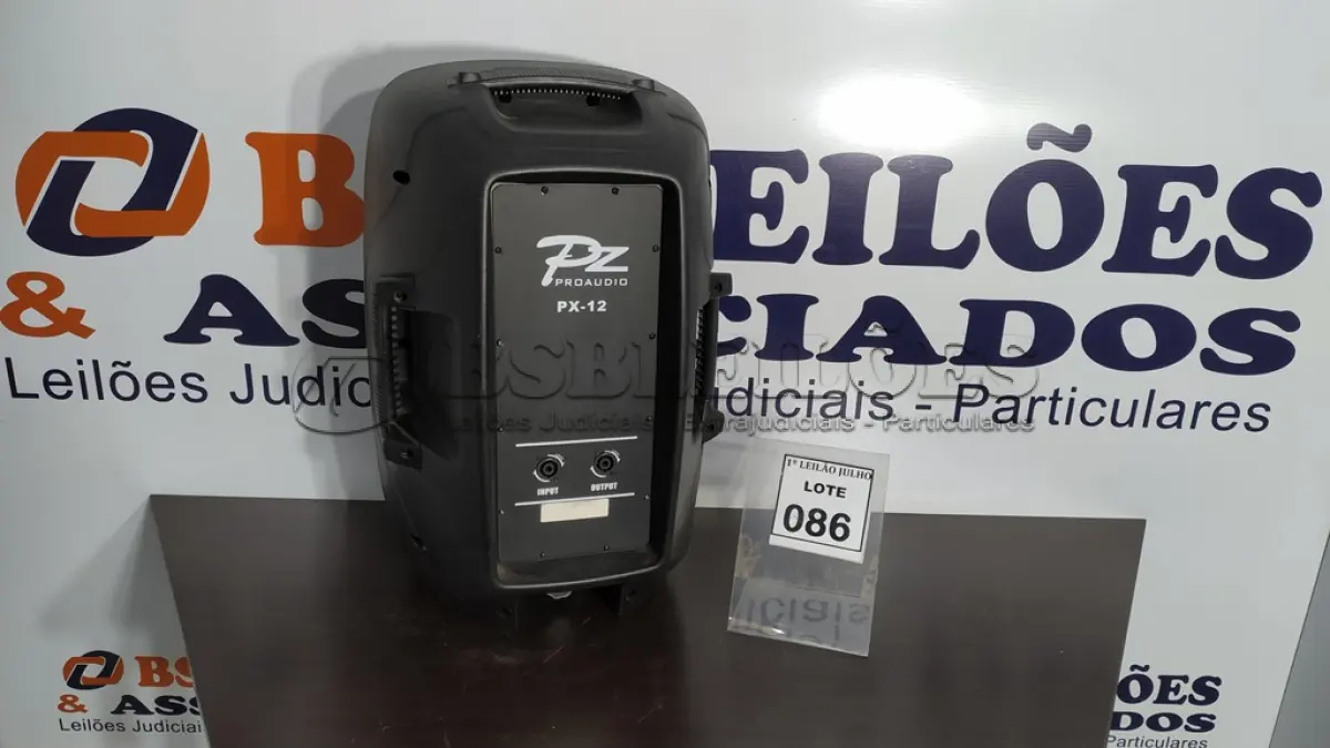 LOTE 086 - 01 CAIXA DE SOM PASSIVA PX-12. (NO ESTADO) ATENÇÃO! FAZER A VISITAÇÃO ANTES DE ARREMATAR, NÃO SABEMOS SE FUNCIONA. LEILÃO NÃO TEM GARANTIA E NEM DEVOLUÇÃO, SUJEITO A POSSÍVEIS AVARIAS VISÍVEIS/OCULTAS E/OU AUSÊNCIA DE COMPONENTES.