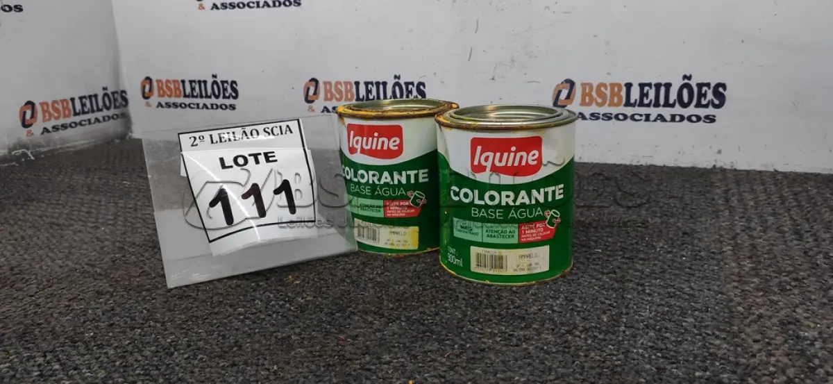 LOTE 111 - 02 COLORANTES A BASE DE ÁGUA COM 900ML NA COR AMARELA MARCA IQUINE.  (NO ESTADO) ATENÇÃO! FAZER A VISITAÇÃO ANTES DE ARREMATAR, NÃO SABEMOS SE FUNCIONA. LEILÃO NÃO TEM GARANTIA E NEM DEVOLUÇÃO, SUJEITO A POSSÍVEIS AVARIAS VISÍVEIS/OCULTAS E/OU AUSÊNCIA DE COMPONENTES.