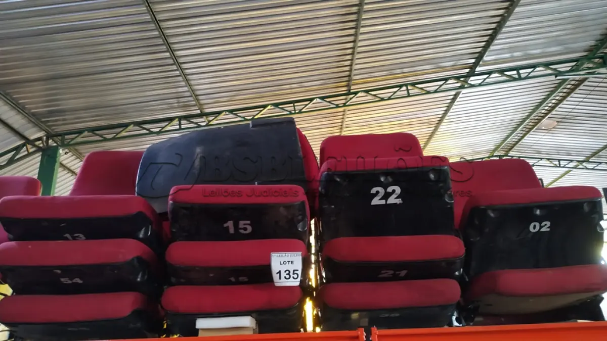 LOTE 135 - 12 POLTRONAS DE AUDITÓRIO NA COR VERMELHA. (NO ESTADO) ATENÇÃO! FAZER A VISITAÇÃO ANTES DE ARREMATAR, NÃO SABEMOS SE FUNCIONA. LEILÃO NÃO TEM GARANTIA E NEM DEVOLUÇÃO, SUJEITO A POSSÍVEIS AVARIAS VISÍVEIS/OCULTAS E/OU AUSÊNCIA DE COMPONENTES.