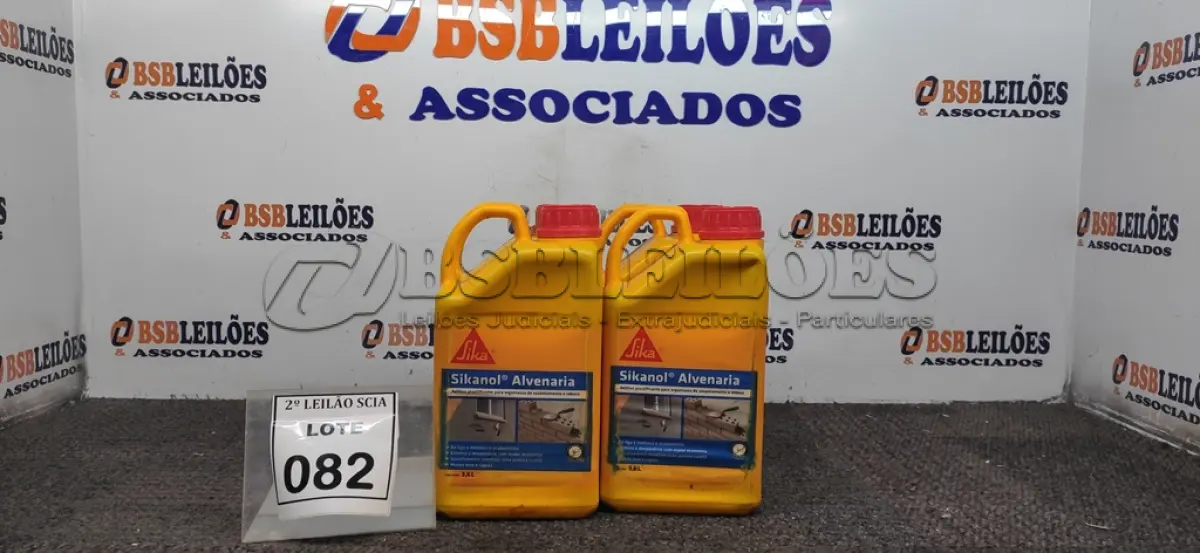 LOTE 082 - 04 ADITIVOS PLASTIFICANTE PARA ARGAMASSA DE ASSENTAMENTO E REBOCO COM 3,6L MARCA SIKA.  (NO ESTADO) ATENÇÃO! FAZER A VISITAÇÃO ANTES DE ARREMATAR, NÃO SABEMOS SE FUNCIONA. LEILÃO NÃO TEM GARANTIA E NEM DEVOLUÇÃO, SUJEITO A POSSÍVEIS AVARIAS VISÍVEIS/OCULTAS E/OU AUSÊNCIA DE COMPONENTES.