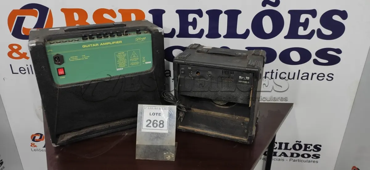 LOTE 268 - 01 AMPLIFICADOR DE SOM COM 01 CAIXA MARCA STANES. (NO ESTADO) ATENÇÃO! FAZER A VISITAÇÃO ANTES DE ARREMATAR, NÃO SABEMOS SE FUNCIONA. LEILÃO NÃO TEM GARANTIA E NEM DEVOLUÇÃO, SUJEITO A POSSÍVEIS AVARIAS VISÍVEIS/OCULTAS E/OU AUSÊNCIA DE COMPONENTES.