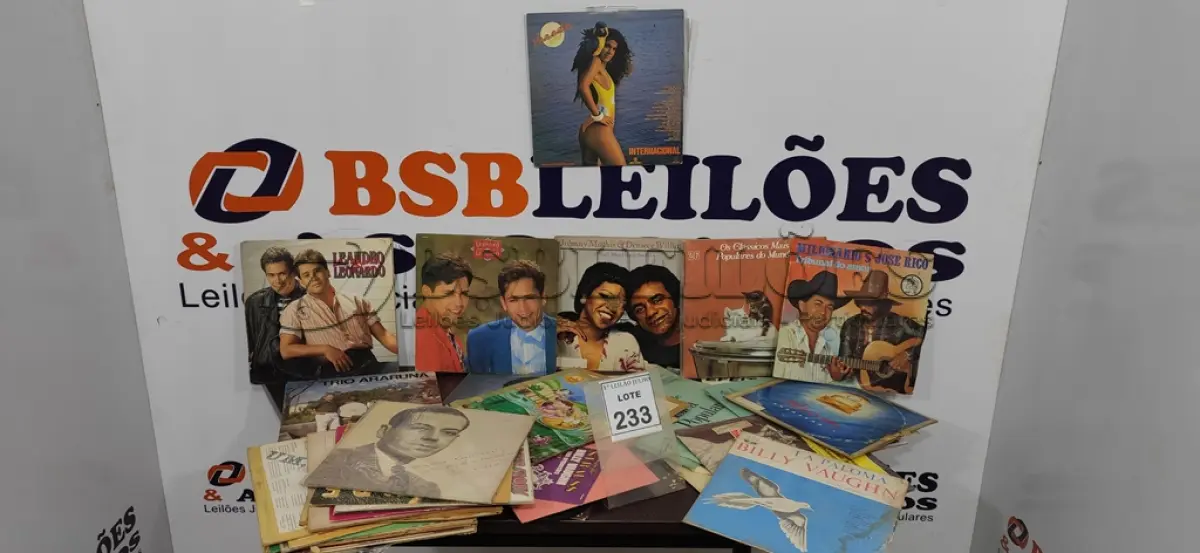 LOTE 233 - 01 LOTE COM VÁRIOS DISCOS DE VINIL. (NO ESTADO) ATENÇÃO! FAZER A VISITAÇÃO ANTES DE ARREMATAR, NÃO SABEMOS SE FUNCIONA. LEILÃO NÃO TEM GARANTIA E NEM DEVOLUÇÃO, SUJEITO A POSSÍVEIS AVARIAS VISÍVEIS/OCULTAS E/OU AUSÊNCIA DE COMPONENTES.