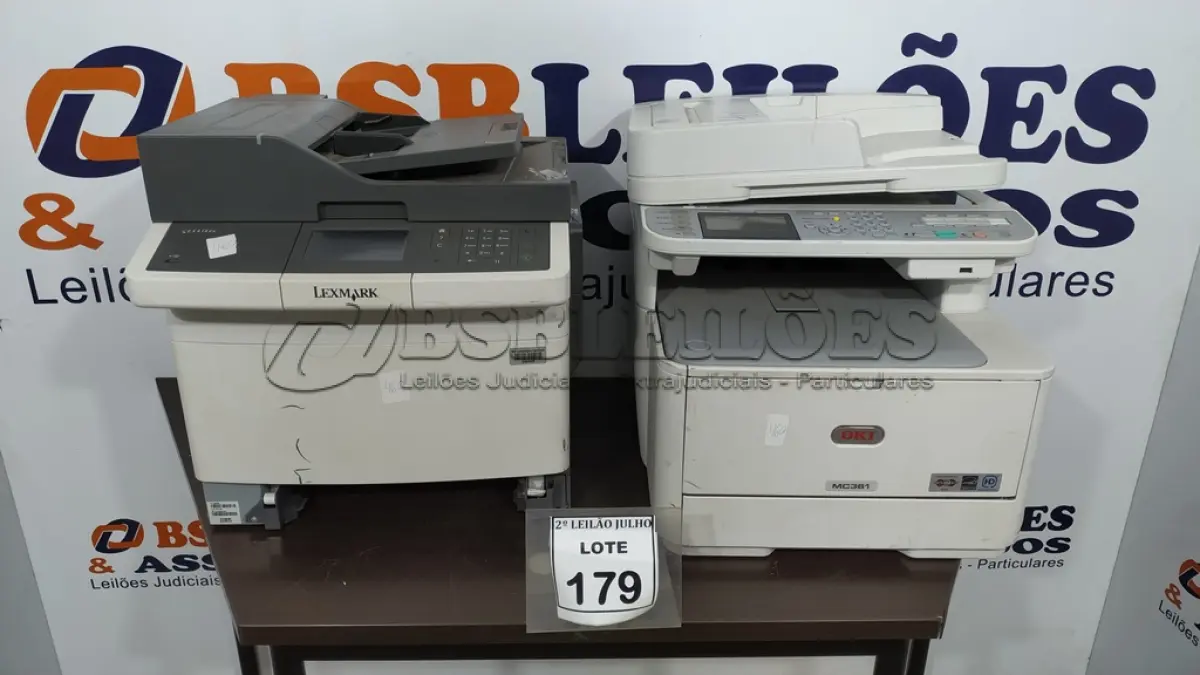 LOTE 179 - 01 IMPRESSORA MODELO CX410DE MARCA LEXMARK E 01 IMPRESSORA MODELO MC361 MARCA OKI. (NO ESTADO) ATENÇÃO! FAZER A VISITAÇÃO ANTES DE ARREMATAR, NÃO SABEMOS SE FUNCIONA. LEILÃO NÃO TEM GARANTIA E NEM DEVOLUÇÃO, SUJEITO A POSSÍVEIS AVARIAS VISÍVEIS/OCULTAS E/OU AUSÊNCIA DE COMPONENTES.