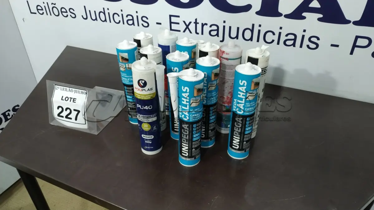 LOTE 227 - 01 LOTE COM VÁRIAS BISNAGAS DE SILICONE E SELANTES DE MARCAS E MODELOS DIVERSOS. (NO ESTADO) ATENÇÃO! FAZER A VISITAÇÃO ANTES DE ARREMATAR, NÃO SABEMOS SE FUNCIONA. LEILÃO NÃO TEM GARANTIA E NEM DEVOLUÇÃO, SUJEITO A POSSÍVEIS AVARIAS VISÍVEIS/OCULTAS E/OU AUSÊNCIA DE COMPONENTES.