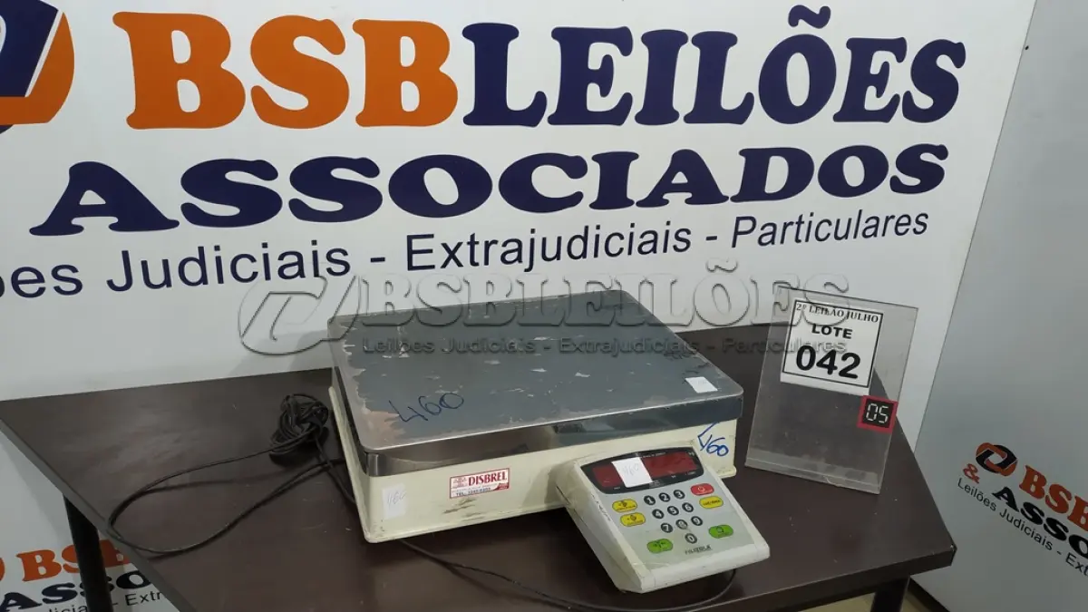 LOTE 042 - 01 BALANÇA DIGITAL MARCA DISBREL. (NO ESTADO) ATENÇÃO! FAZER A VISITAÇÃO ANTES DE ARREMATAR, NÃO SABEMOS SE FUNCIONA. LEILÃO NÃO TEM GARANTIA E NEM DEVOLUÇÃO, SUJEITO A POSSÍVEIS AVARIAS VISÍVEIS/OCULTAS E/OU AUSÊNCIA DE COMPONENTES.