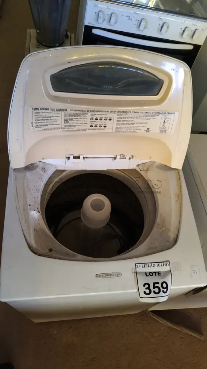 LOTE 359 - 01 MÁQUINA DE LAVAR MARCA BRASTEMP 5KG. (NO ESTADO) ATENÇÃO! FAZER A VISITAÇÃO ANTES DE ARREMATAR, NÃO SABEMOS SE FUNCIONA. LEILÃO NÃO TEM GARANTIA E NEM DEVOLUÇÃO, SUJEITO A POSSÍVEIS AVARIAS VISÍVEIS/OCULTAS E/OU AUSÊNCIA DE COMPONENTES.