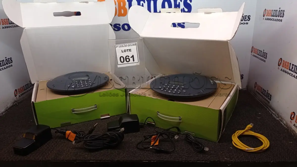 LOTE 061 - 02 APARELHOS DE AUDIOCONFERÊNCIA MARCA INTELBRAS. (NO ESTADO) ATENÇÃO! FAZER A VISITAÇÃO ANTES DE ARREMATAR, NÃO SABEMOS SE FUNCIONA, LEILÃO NÃO TEM GARANTIA E NEM DEVOLUÇÃO, SUJEITO A POSSÍVEIS AVARIAS VISÍVEIS/OCULTAS E/OU AUSÊNCIA DE COMPONENTES.
