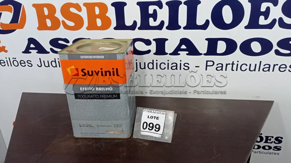 LOTE 099 - 01 LATA DE TEXTURATTO PREMIUM 26KG NA COR PALHA MARCA SUVINIL. (NO ESTADO) ATENÇÃO! FAZER A VISITAÇÃO ANTES DE ARREMATAR, NÃO SABEMOS SE FUNCIONA, LEILÃO NÃO TEM GARANTIA E NEM DEVOLUÇÃO, SUJEITO A POSSÍVEIS AVARIAS VISÍVEIS/OCULTAS E/OU AUSÊNCIA DE COMPONENTES.