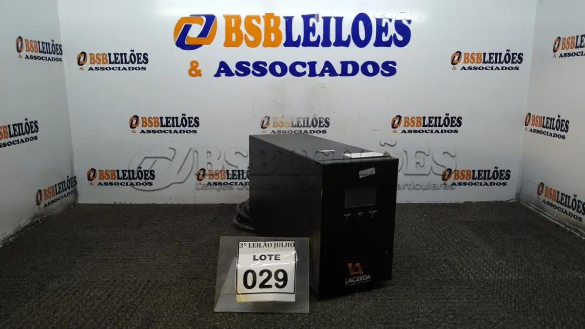 LOTE 029 - 01 NOBREAK MARCA LACERDA. (NO ESTADO) ATENÇÃO! FAZER A VISITAÇÃO ANTES DE ARREMATAR, NÃO SABEMOS SE FUNCIONA, LEILÃO NÃO TEM GARANTIA E NEM DEVOLUÇÃO, SUJEITO A POSSÍVEIS AVARIAS VISÍVEIS/OCULTAS E/OU AUSÊNCIA DE COMPONENTES.