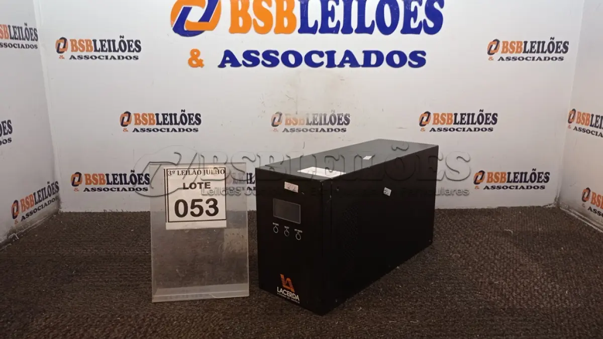 LOTE 053 - 01 NOBREAK MARCA LACERDA. (NO ESTADO) ATENÇÃO! FAZER A VISITAÇÃO ANTES DE ARREMATAR, NÃO SABEMOS SE FUNCIONA, LEILÃO NÃO TEM GARANTIA E NEM DEVOLUÇÃO, SUJEITO A POSSÍVEIS AVARIAS VISÍVEIS/OCULTAS E/OU AUSÊNCIA DE COMPONENTES.