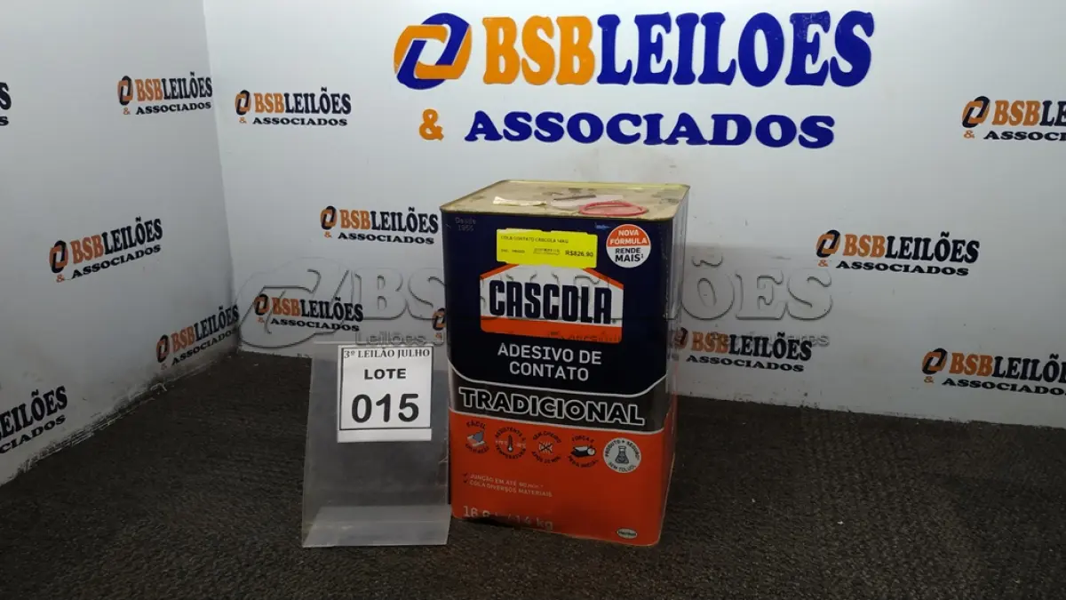 LOTE 015 - 01 LATA DE COLA CONTATO COM 14KG MARCA CASACOLA. (NO ESTADO) ATENÇÃO! FAZER A VISITAÇÃO ANTES DE ARREMATAR, NÃO SABEMOS SE FUNCIONA, LEILÃO NÃO TEM GARANTIA E NEM DEVOLUÇÃO, SUJEITO A POSSÍVEIS AVARIAS VISÍVEIS/OCULTAS E/OU AUSÊNCIA DE COMPONENTES.