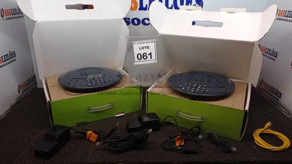 LOTE 061 - 02 APARELHOS DE AUDIOCONFERÊNCIA MARCA INTELBRAS. (NO ESTADO) ATENÇÃO! FAZER A VISITAÇÃO ANTES DE ARREMATAR, NÃO SABEMOS SE FUNCIONA, LEILÃO NÃO TEM GARANTIA E NEM DEVOLUÇÃO, SUJEITO A POSSÍVEIS AVARIAS VISÍVEIS/OCULTAS E/OU AUSÊNCIA DE COMPONENTES.