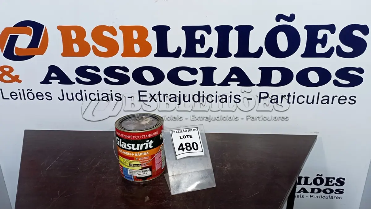 LOTE 521 - 01 LATA DE ESMALTE SINTÉTICO COM 3,6L NA COR BRILHANTE VERDE PRIMAVERA MARCA GLASURIT. (NO ESTADO) ATENÇÃO! FAZER A VISITAÇÃO ANTES DE ARREMATAR, NÃO SABEMOS SE FUNCIONA, LEILÃO NÃO TEM GARANTIA E NEM DEVOLUÇÃO, SUJEITO A POSSÍVEIS AVARIAS VISÍVEIS/OCULTAS E/OU AUSÊNCIA DE COMPONENTES.