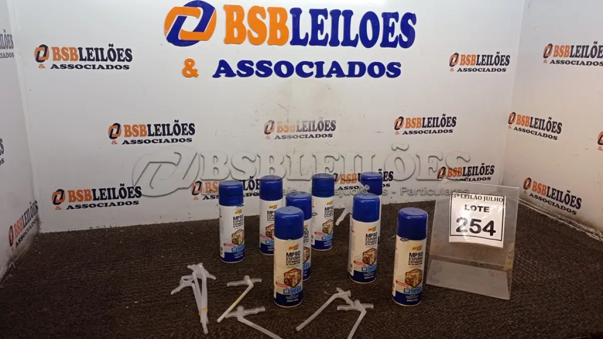 LOTE 254 - 08 ESPUMAS EXPANSIVAS DE POLIURETANO 230ML CADA MARCA MUNDIAL PRIME. (NO ESTADO) ATENÇÃO! FAZER A VISITAÇÃO ANTES DE ARREMATAR, NÃO SABEMOS SE FUNCIONA, LEILÃO NÃO TEM GARANTIA E NEM DEVOLUÇÃO, SUJEITO A POSSÍVEIS AVARIAS VISÍVEIS/OCULTAS E/OU AUSÊNCIA DE COMPONENTES.