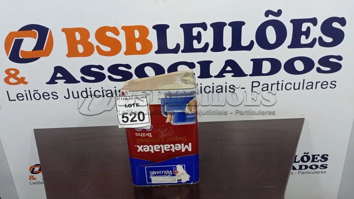 LOTE 520 - 01 LATA DE TINTA ACRÍLICA METALATEX SHERWIN-WILLIAMS 16L NA COR PALHA. (NO ESTADO) ATENÇÃO! FAZER A VISITAÇÃO ANTES DE ARREMATAR, NÃO SABEMOS SE FUNCIONA, LEILÃO NÃO TEM GARANTIA E NEM DEVOLUÇÃO, SUJEITO A POSSÍVEIS AVARIAS VISÍVEIS/OCULTAS E/OU AUSÊNCIA DE COMPONENTES.