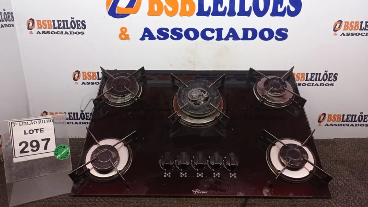 LOTE 297 - 01 COOKTOP 05 BOCAS MARCA FISCHER. (NO ESTADO) ATENÇÃO! FAZER A VISITAÇÃO ANTES DE ARREMATAR, NÃO SABEMOS SE FUNCIONA, LEILÃO NÃO TEM GARANTIA E NEM DEVOLUÇÃO, SUJEITO A POSSÍVEIS AVARIAS VISÍVEIS/OCULTAS E/OU AUSÊNCIA DE COMPONENTES.