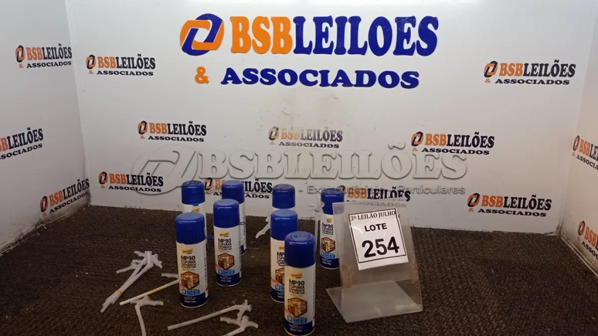 LOTE 254 - 08 ESPUMAS EXPANSIVAS DE POLIURETANO 230ML CADA MARCA MUNDIAL PRIME. (NO ESTADO) ATENÇÃO! FAZER A VISITAÇÃO ANTES DE ARREMATAR, NÃO SABEMOS SE FUNCIONA, LEILÃO NÃO TEM GARANTIA E NEM DEVOLUÇÃO, SUJEITO A POSSÍVEIS AVARIAS VISÍVEIS/OCULTAS E/OU AUSÊNCIA DE COMPONENTES.