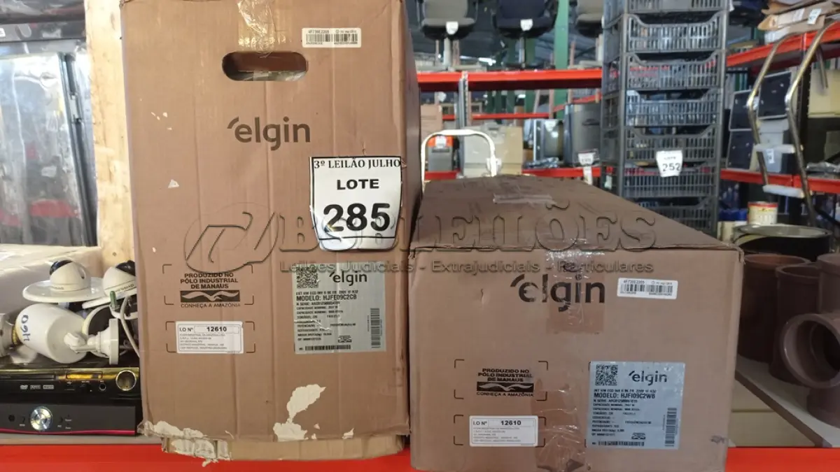 LOTE 285 - 01 AR CONDICIONADO 9.000BTUS MARCA ELGIN.(LACRADO) (NO ESTADO) ATENÇÃO! FAZER A VISITAÇÃO ANTES DE ARREMATAR, NÃO SABEMOS SE FUNCIONA, LEILÃO NÃO TEM GARANTIA E NEM DEVOLUÇÃO, SUJEITO A POSSÍVEIS AVARIAS VISÍVEIS/OCULTAS E/OU AUSÊNCIA DE COMPONENTES.