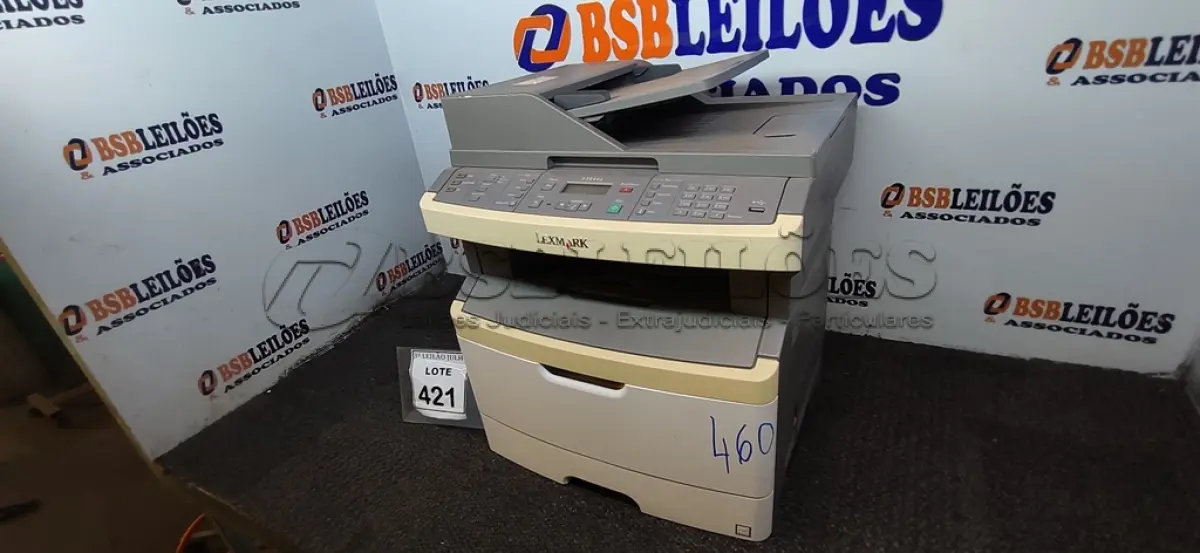 LOTE 421 - 01 IMPRESSORA MODELO X364DN MARCA LEXMARK. (NO ESTADO) ATENÇÃO! FAZER A VISITAÇÃO ANTES DE ARREMATAR, NÃO SABEMOS SE FUNCIONA, LEILÃO NÃO TEM GARANTIA E NEM DEVOLUÇÃO, SUJEITO A POSSÍVEIS AVARIAS VISÍVEIS/OCULTAS E/OU AUSÊNCIA DE COMPONENTES.