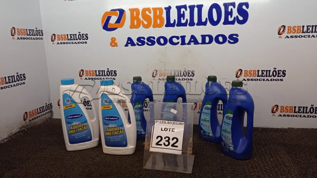 LOTE 232 - 04 ELEVADORES DE PH LÍQUIDO COM 1L CADA MARCA ATCLLOR E 02 ALGICIDA MARCA HIDROAZUL COM 1L CADA. (NO ESTADO) ATENÇÃO! FAZER A VISITAÇÃO ANTES DE ARREMATAR, NÃO SABEMOS SE FUNCIONA, LEILÃO NÃO TEM GARANTIA E NEM DEVOLUÇÃO, SUJEITO A POSSÍVEIS AVARIAS VISÍVEIS/OCULTAS E/OU AUSÊNCIA DE COMPONENTES.