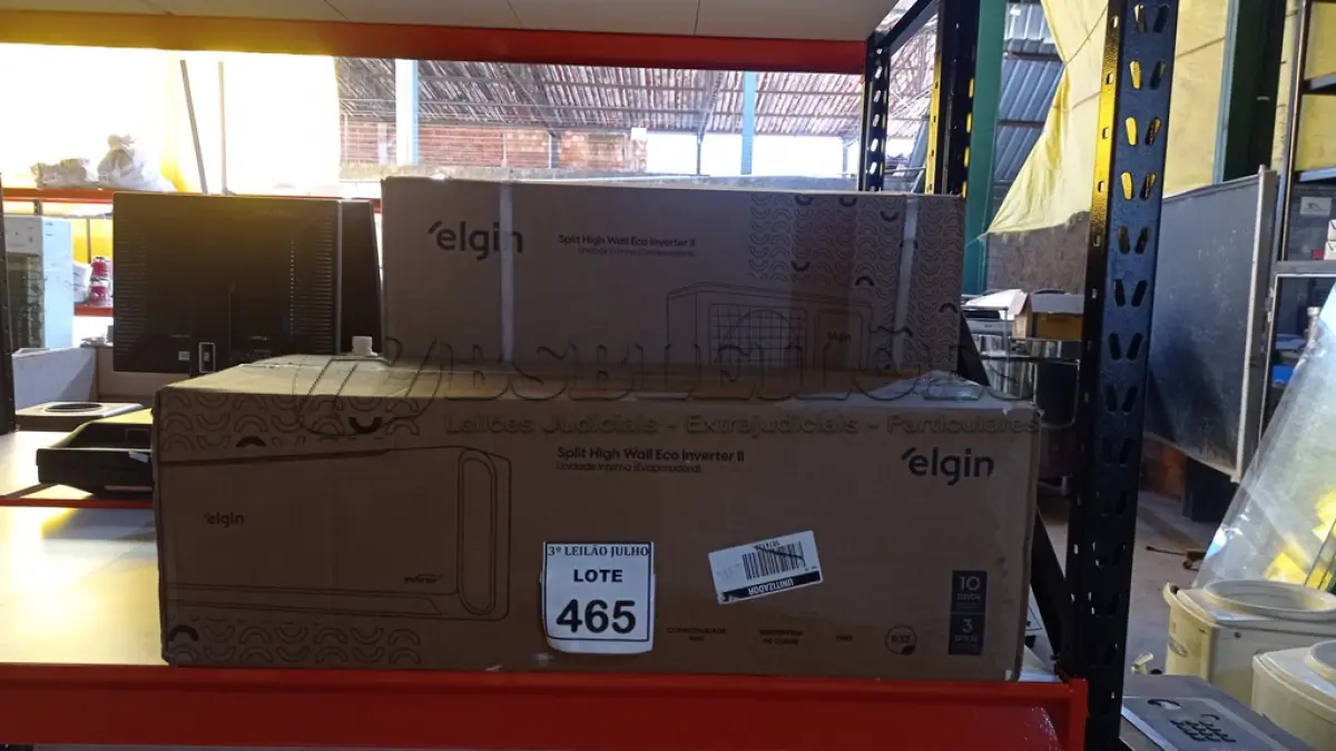 LOTE 465 - 01 AR CONDICIONADO 12000BTUS MARCA ELGIN. (LACRADO) (NO ESTADO) ATENÇÃO! FAZER A VISITAÇÃO ANTES DE ARREMATAR, NÃO SABEMOS SE FUNCIONA, LEILÃO NÃO TEM GARANTIA E NEM DEVOLUÇÃO, SUJEITO A POSSÍVEIS AVARIAS VISÍVEIS/OCULTAS E/OU AUSÊNCIA DE COMPONENTES.