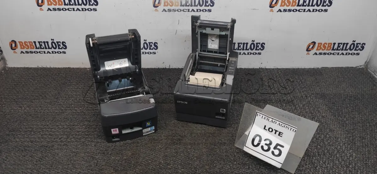 LOTE 035 - 02 IMPRESSORAS DE CUPONS. (NO ESTADO) ATENÇÃO! FAZER A VISITAÇÃO ANTES DE ARREMATAR, NÃO SABEMOS SE FUNCIONA. LEILÃO NÃO TEM GARANTIA E NEM DEVOLUÇÃO, SUJEITO A POSSÍVEIS AVARIAS VISÍVEIS/OCULTAS E/OU AUSÊNCIA DE COMPONENTES.